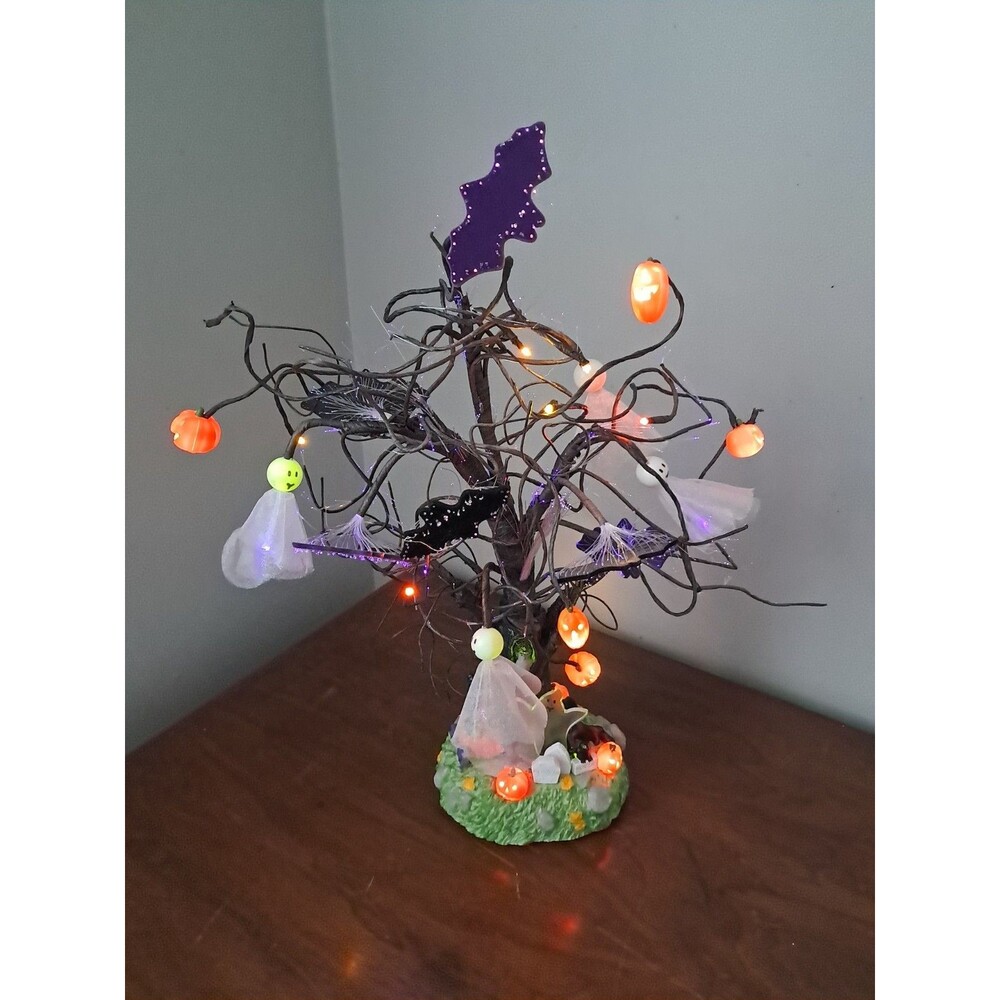 Halloween Lighted Spooky Tree Ghost Pumpkin Decor Animated Works READ